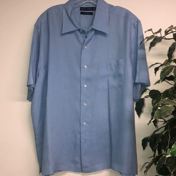 grant thomas dress shirts Grant Thomas Men Long Sleeve Button Down Casual Dress Shirt Size Large Stripe A5